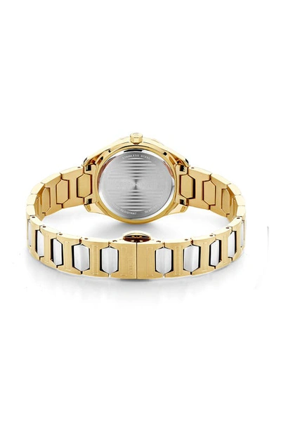 Shop Cerruti 1881 Bretagna Swarovski Crystal Bezel Bracelet Watch, 30mm In Two-tone Silver/ Yellow Gold