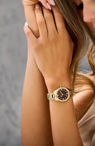 Shop Cerruti 1881 Bretagna Swarovski Crystal Bezel Bracelet Watch, 30mm In Two-tone Silver/ Yellow Gold