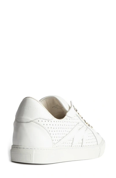 Shop Zadig & Voltaire La Flash Star Perforated Sneaker In Blanc
