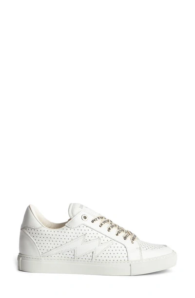 Shop Zadig & Voltaire La Flash Star Perforated Sneaker In Blanc