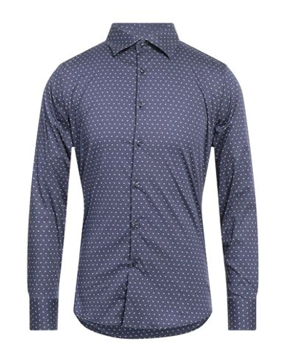 Shop Primo Emporio Man Shirt Navy Blue Size Xxl Cotton, Elastane