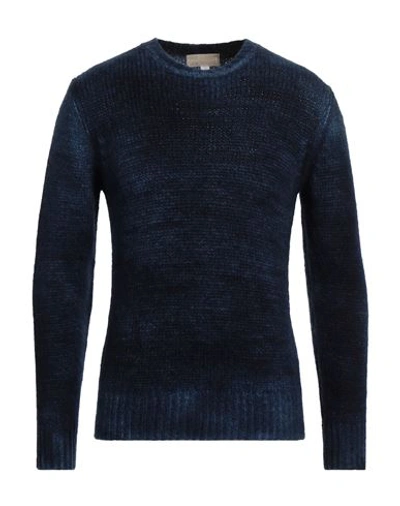 120% Lino Man Sweater Navy Blue Size M Alpaca Wool, Polyamide, Wool In Navy Blue