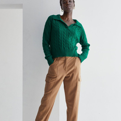 Shop Crescent Vivian Pretzel Knit Sweater In Green