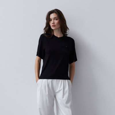 Shop Crescent Gemma Knit T-shirt In Black