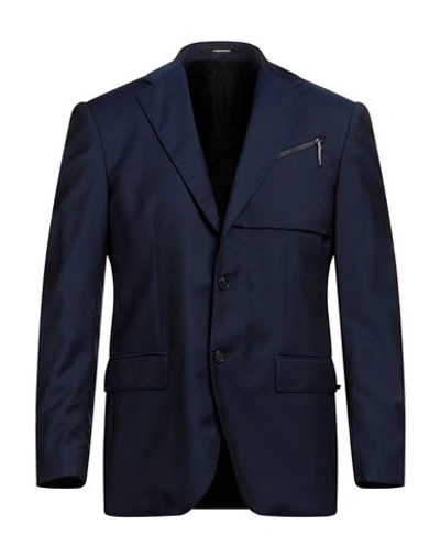 Shop Costume National Man Blazer Navy Blue Size 38 Virgin Wool