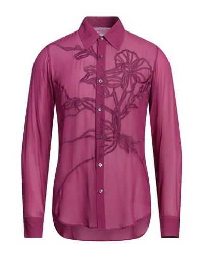 Shop Dries Van Noten Man Shirt Mauve Size 38 Viscose In Purple