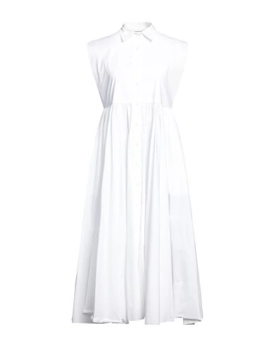 Shop Liviana Conti Woman Midi Dress White Size 6 Cotton, Polyamide, Elastane