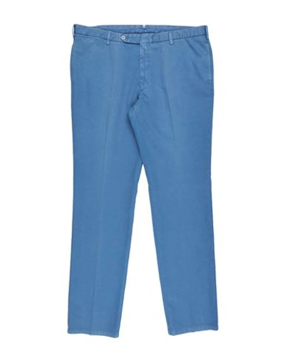 Shop Rotasport Man Pants Azure Size 42 Cotton, Linen In Blue