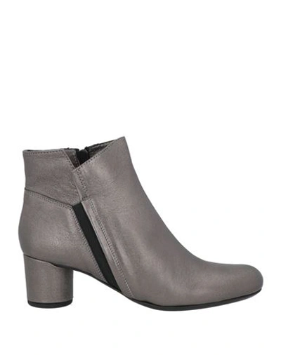 Shop Pas De Rouge Woman Ankle Boots Lead Size 8 Soft Leather In Grey