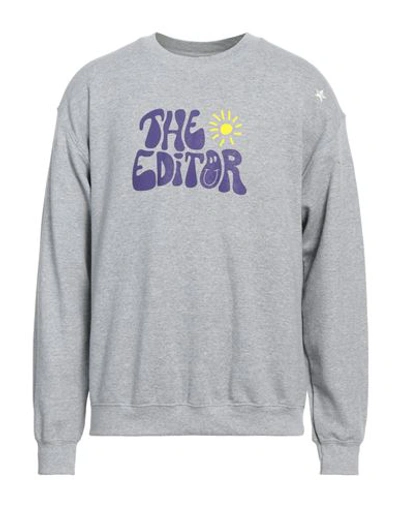 Shop The Editor Man Sweatshirt Grey Size Xl Cotton, Polyester