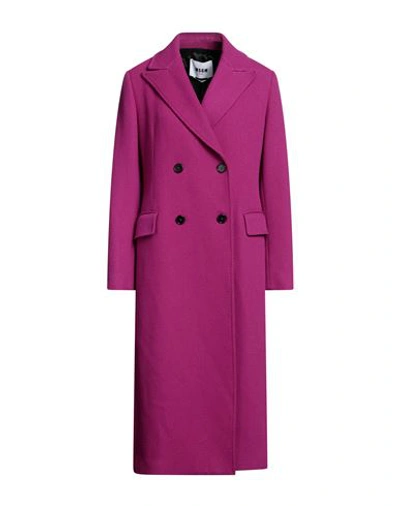 Shop Msgm Woman Coat Purple Size 4 Virgin Wool, Polyamide