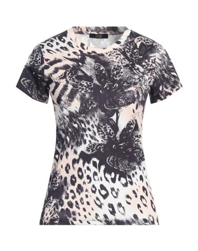 Cavalli Class Woman T-shirt Dark Purple Size Xxl Cotton In Purple