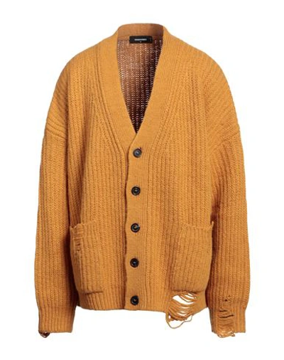 Shop Dsquared2 Man Cardigan Ocher Size S Alpaca Wool, Polyamide, Wool In Yellow