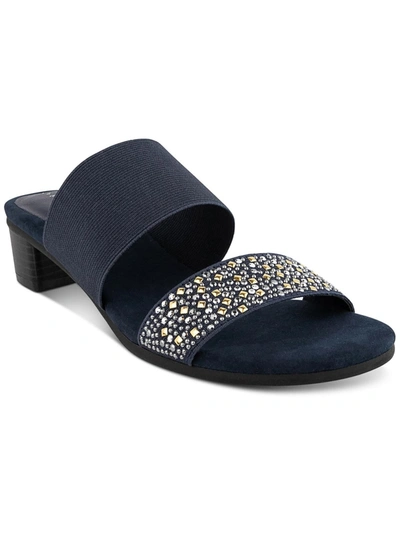 Shop Karen Scott Edeth Womens Embellished Slip-on Slide Sandals In Blue