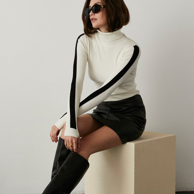 Shop Crescent Natalie Vegan Leather Mini Skirt In Black
