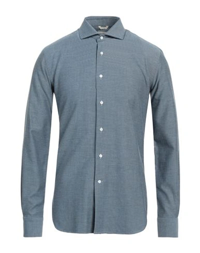 Shop Del Siena Man Shirt Azure Size 15 ½ Cotton In Blue