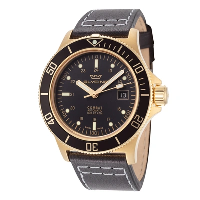 Shop Glycine Men's Gl0424 Combat 42mm Automatic Black Dial Watch In Gold