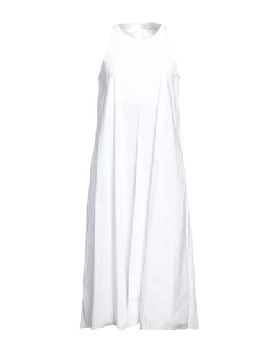 Shop Liviana Conti Woman Midi Dress White Size 4 Cotton, Polyamide, Elastane