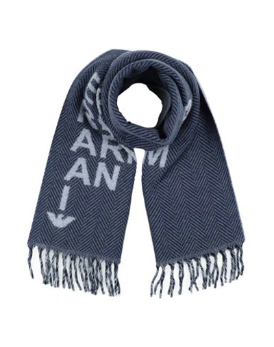Shop Emporio Armani Woman Scarf Slate Blue Size - Wool, Alpaca Wool, Polyamide