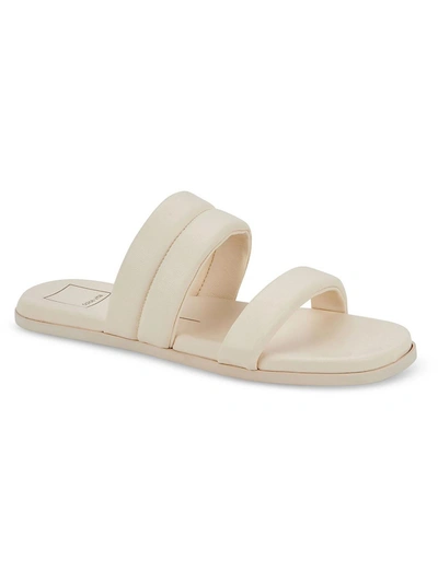 Shop Dolce Vita Adore Womens Leather Slip On Slide Sandals In Beige