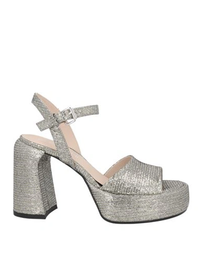 Shop Elena Iachi Woman Sandals Silver Size 8 Textile Fibers