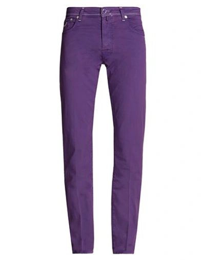 Shop Jacob Cohёn Man Pants Mauve Size 31 Cotton, Elastane In Purple