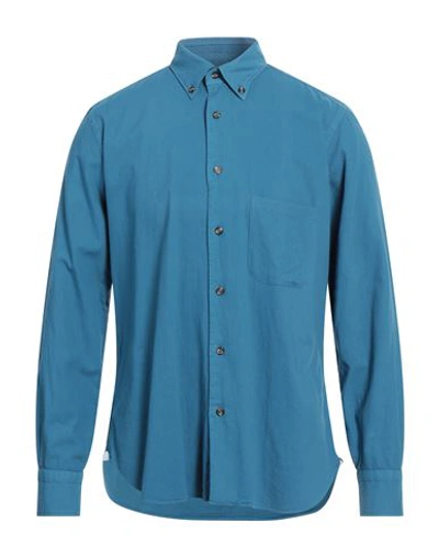 Shop Dandylife By Barba Man Shirt Azure Size 15 ½ Cotton In Blue