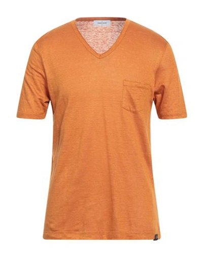 Shop Gran Sasso Man T-shirt Tan Size 40 Linen In Brown