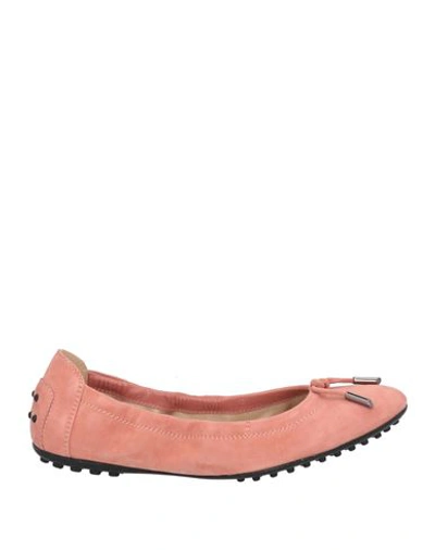 Shop Tod's Woman Ballet Flats Pastel Pink Size 8 Leather