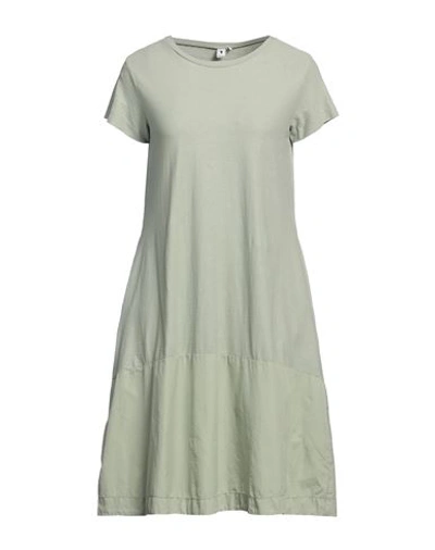 European Culture Woman Short Dress Sage Green Size L Cotton In Sage Green