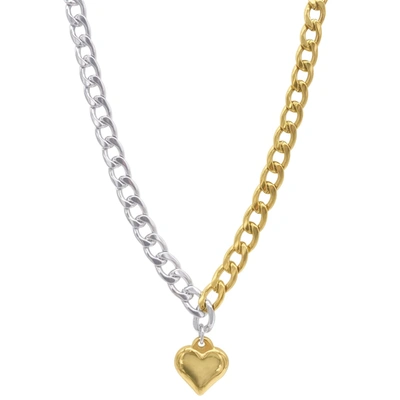 Shop Adornia Water Resistant Crystal Heart Tennis Chain Necklace Gold In Silver