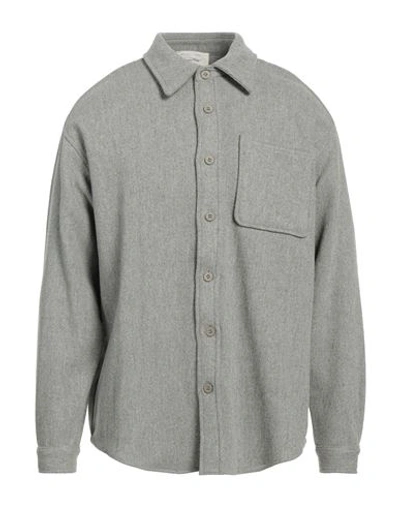 American Vintage Man Shirt Light Grey Size M/l Wool, Polyamide, Polyester In Grey