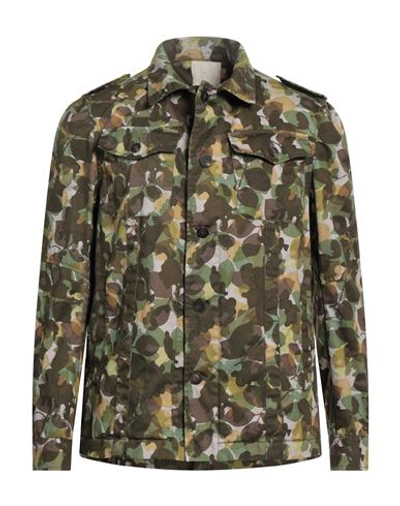 Shop Messagerie Man Shirt Military Green Size Xxl Cotton, Elastane