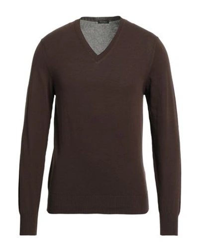 Shop Cruciani Man Sweater Cocoa Size 38 Cotton In Brown