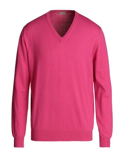 Shop Cruciani Man Sweater Fuchsia Size 44 Cotton In Pink