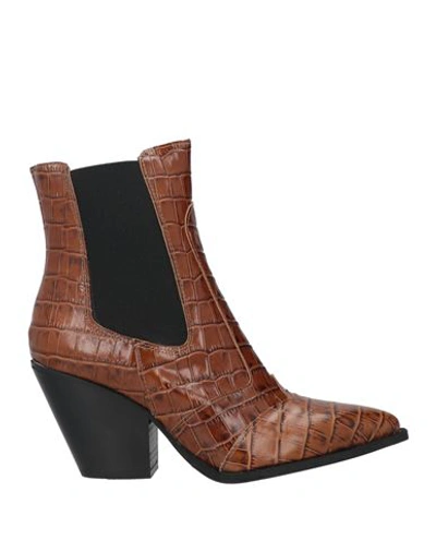 Rebel Queen Woman Ankle Boots Brown Size 10 Soft Leather In Brown
