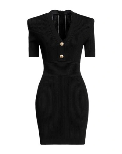 Shop Balmain Woman Mini Dress Black Size 14 Viscose, Polyamide