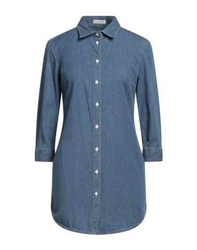 Shop Camicettasnob Woman Shirt Slate Blue Size 8 Cotton, Elastane