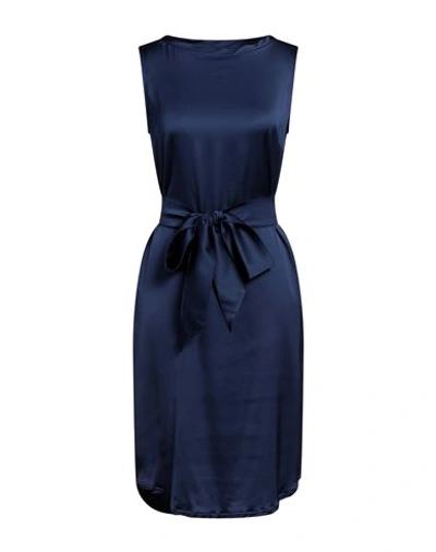 Shop Camicettasnob Woman Midi Dress Navy Blue Size 4 Viscose, Elastane