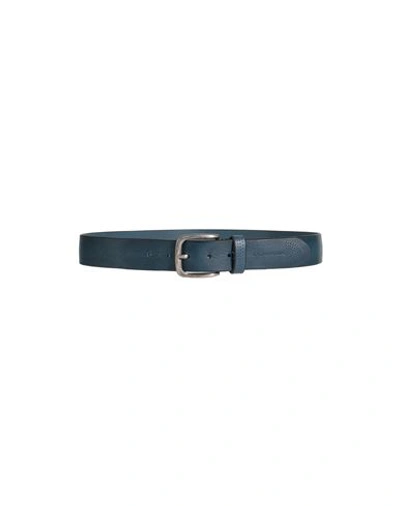 Shop La Martina Man Belt Slate Blue Size 42 Calfskin