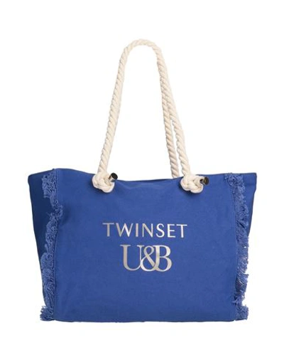 Shop Twinset Woman Handbag Blue Size - Cotton