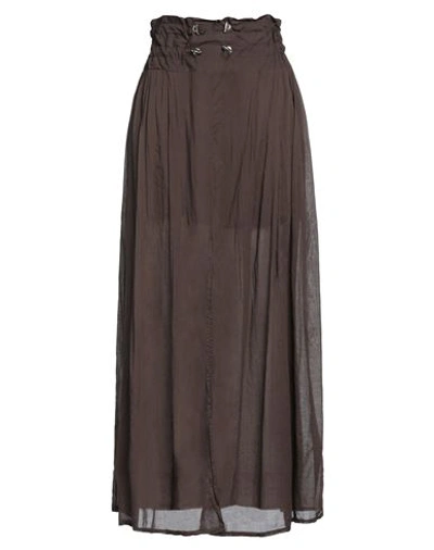 Shop No-nà Woman Maxi Skirt Dark Brown Size L Cotton