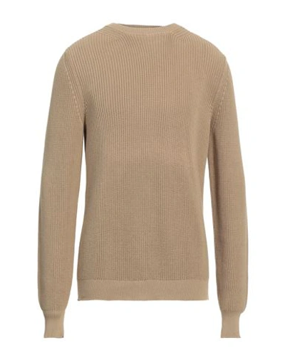 Shop Fedeli Man Sweater Sand Size 40 Cotton In Beige