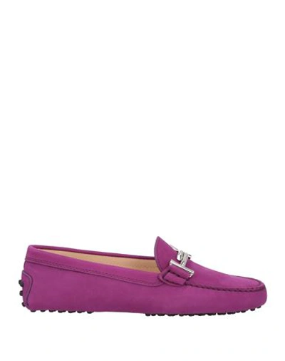 Shop Tod's Woman Loafers Purple Size 8 Soft Leather