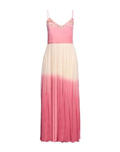 Shop Twinset Woman Maxi Dress Pink Size 12 Viscose In Orange