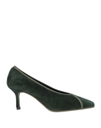 Shop Daniele Ancarani Woman Pumps Dark Green Size 5 Soft Leather