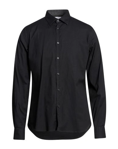 Shop Aglini Man Shirt Black Size 15 ½ Cotton, Elastane