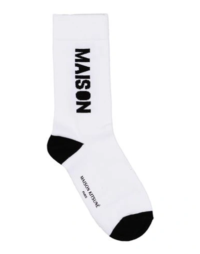 Shop Maison Kitsuné Man Socks & Hosiery White Size 3-6 Cotton, Polyamide, Elastane