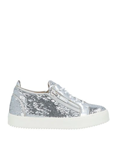 Shop Giuseppe Zanotti Woman Sneakers Silver Size 7 Soft Leather, Textile Fibers