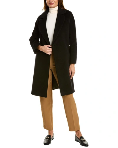 Shop Cinzia Rocca Icons Wool & Cashmere-blend Wrap Coat In Black